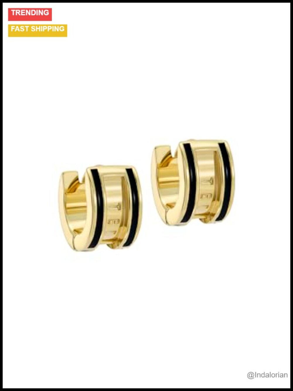 Gold Tone Plated Brass Enamel Huggie Hoop Earrings for Women Everyday